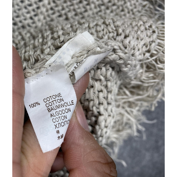 Brunello Cucinelli Sweater Womens Large Beige Cotton Knit Fringe Made in Italy - Picture 10 of 16